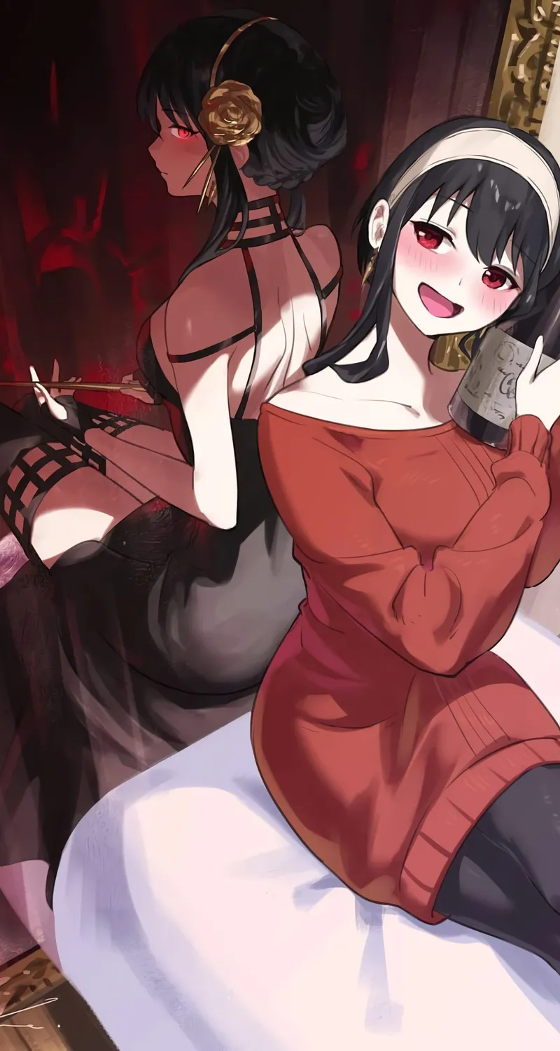 超清红眼睛 女孩 动漫 间谍过家家 黑发 毛衣 手机 桌面壁纸 4320×6112