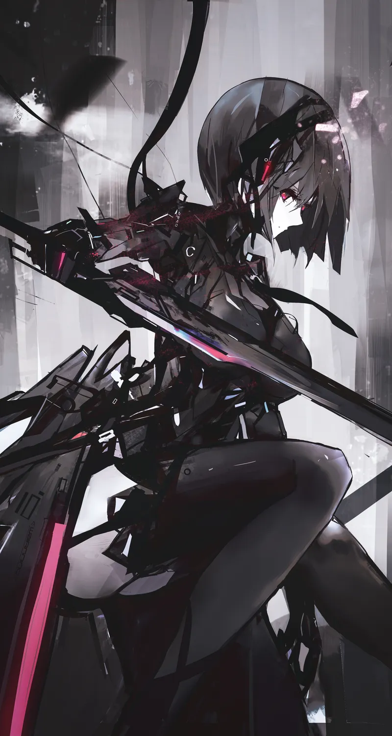 经典细胞 艺术家 女人 武器 动漫 女孩 半机械人 手机 壁纸 4972×7073