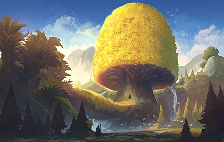绝美AI艺术 奇幻艺术 大树 金色 金树 桌面壁纸 3840×2160