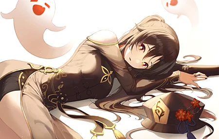 胡桃 原神 帽子 动漫 女孩 幽灵 壁纸 5482×4345
