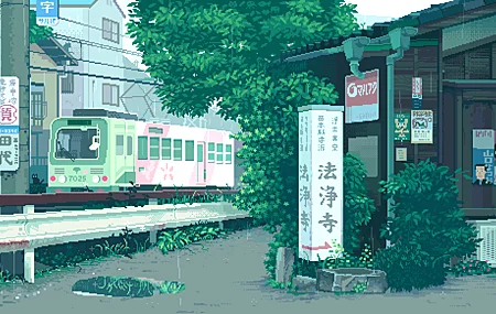 雨 水坑 青色 像素 壁纸 5000×2910