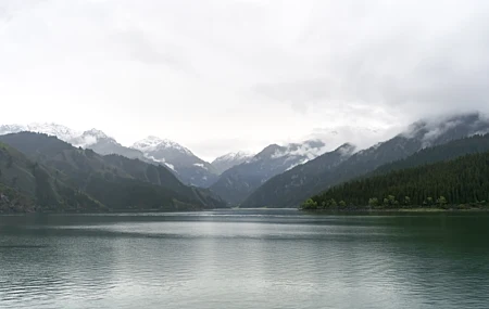 高清江水 天山 天池 山水 水 天空 云 自然 山脉 高清壁纸 6000×4000