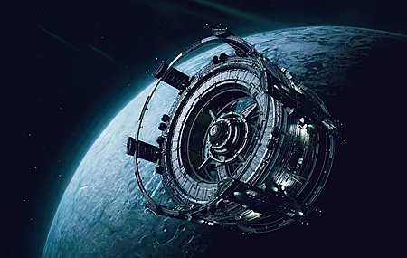 唯美科幻小说 空间站 行星 太空 游戏CG 未来主义 无水印壁纸 3840×2160