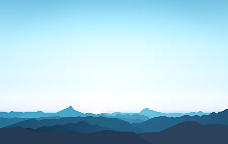 经典极简主义 山脉 薄雾 天空 蓝色 蓝色背景 手机壁纸 7680×4320