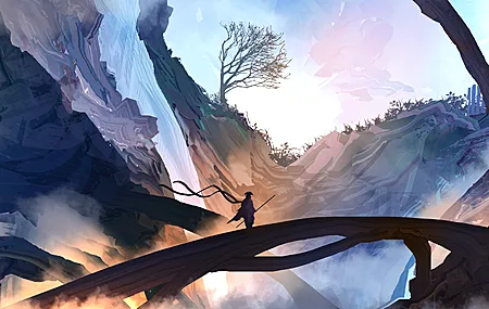 热门奇幻艺术 山 雾 侠客 艺术 高清壁纸 5934×2370