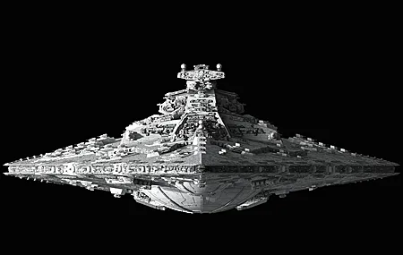 极简主义 歼星舰 星球大战 宇宙飞船 黑白 碎裂海绵 舰船 高清壁纸 3840×2400