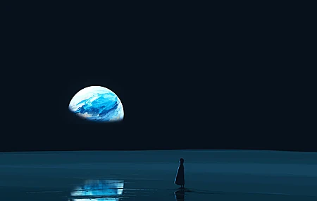 优雅 AI艺术 数字绘画 地球 空间 极简主义 壁纸 5640×2400