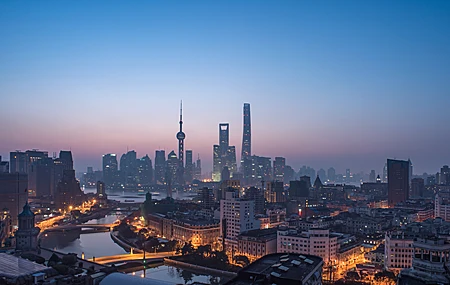 上海 城市 景观 摩天大楼 天空 亚洲 灯光 全景 东方明珠 电视塔 手机壁纸 4494×2528