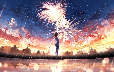 经典女人 幻想 女孩 眼泪 动漫 AI艺术 插图 环境 风景 天空 水 倒影 自然 户外 树木 风铃 云 灯 哭 衣服 悲伤 烟火 阳光 风 海 高清壁纸 3840×2160