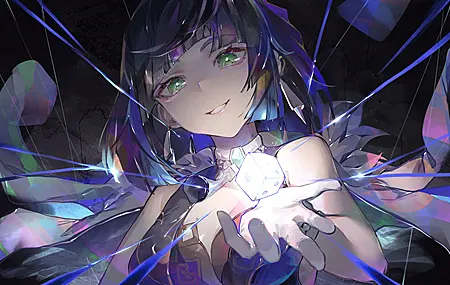 热门微笑 游戏CG 角色 动漫 女孩 原神 骰子 发光 壁纸 4096×2458