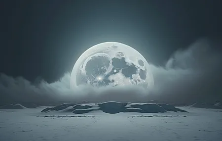 艺术 云 月亮 行星 冬天 雪 简单背景 极简主义 4K高清壁纸 4579×2616