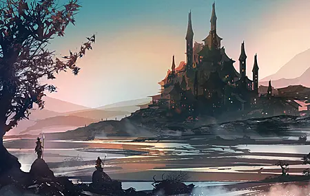 战士 骑士 AI艺术 城堡 风景 奇幻 艺术 壁纸 3840×2160