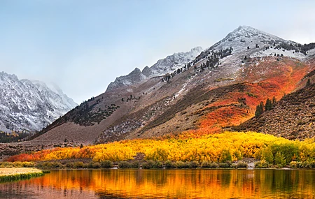 热门自然 山脉 风景 树木 瀑布 水 倒影 桌面壁纸 5120×2880