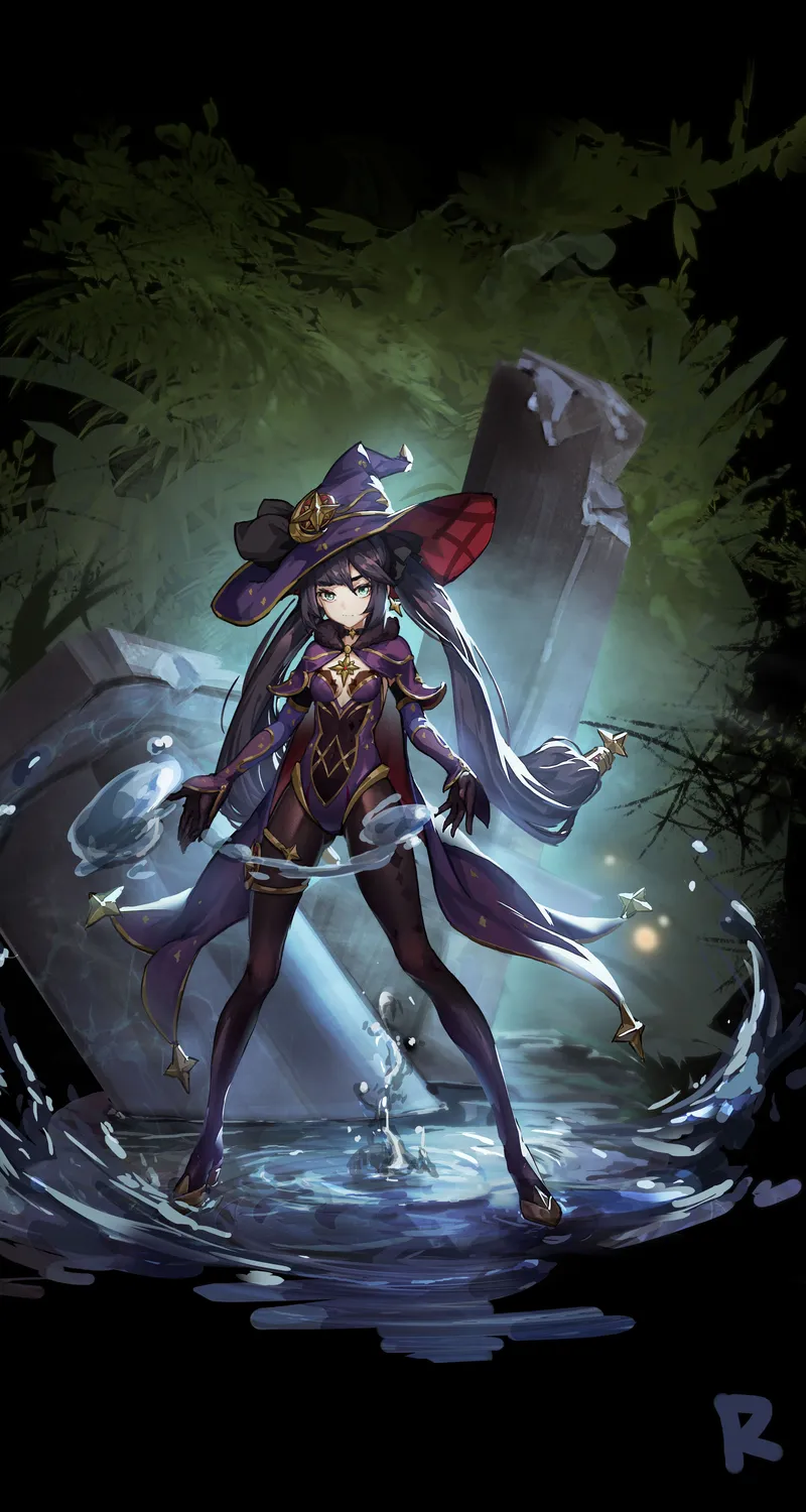 唯美图片 动漫 女孩 女巫 魔法 水魔法 手机 壁纸 5386×5727