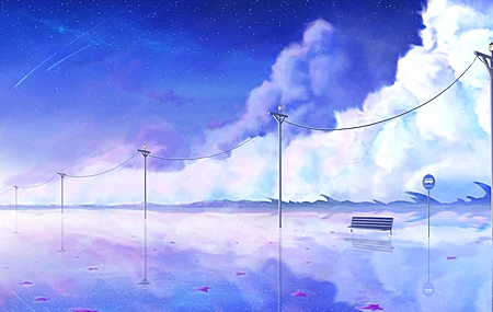 AI艺术 插图 绘画 景观 云 天空 彗星 倒影 长凳 幻想艺术 道路 太阳 大气 壁纸 4961×2705