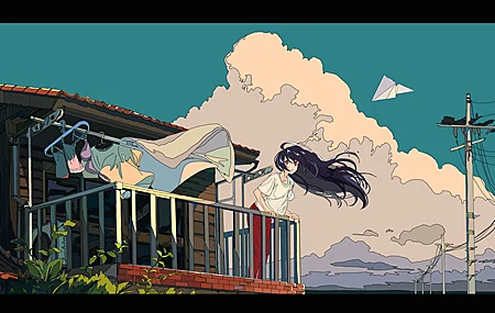 经典长发 纸飞机 阳台 壁纸 5000×2530