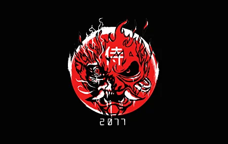 唯美赛博朋克 红 战士 恶魔 数字 手机壁纸 8192×4096
