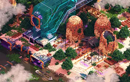 高清声音 建筑 AI艺术 插图 河流 树木 抽象 高清壁纸 6000×3375