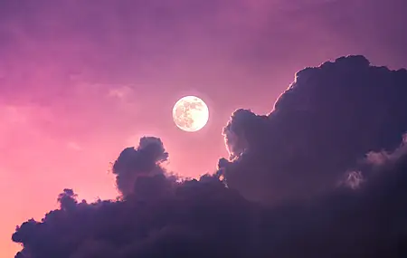 唯美粉色 摄影 月亮 云彩 天空 壁纸 4096×2732