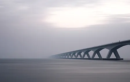 海 地平线 摄影 荷兰 桥梁 薄雾 水 长势 建筑 运动 模糊 灰色 4K高清壁纸 4752×3168