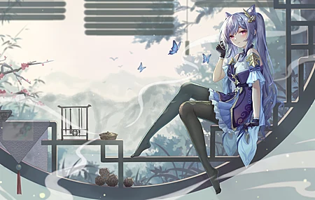 动漫 女孩 可庆 原神 蝴蝶 4K高清壁纸 4801×2700