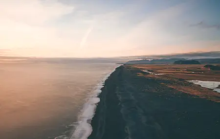 自然 风景 海洋 黑沙 日落 冰岛 海浪 4K高清壁纸 5934×3338