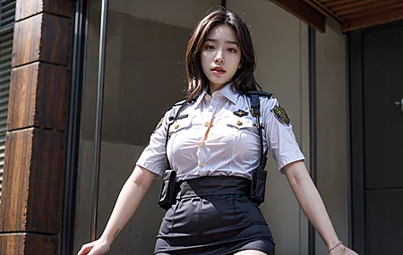 女人 深色皮肤 警察 女警察 站立 人工智能 肖像 制服 壁纸 4096×2560