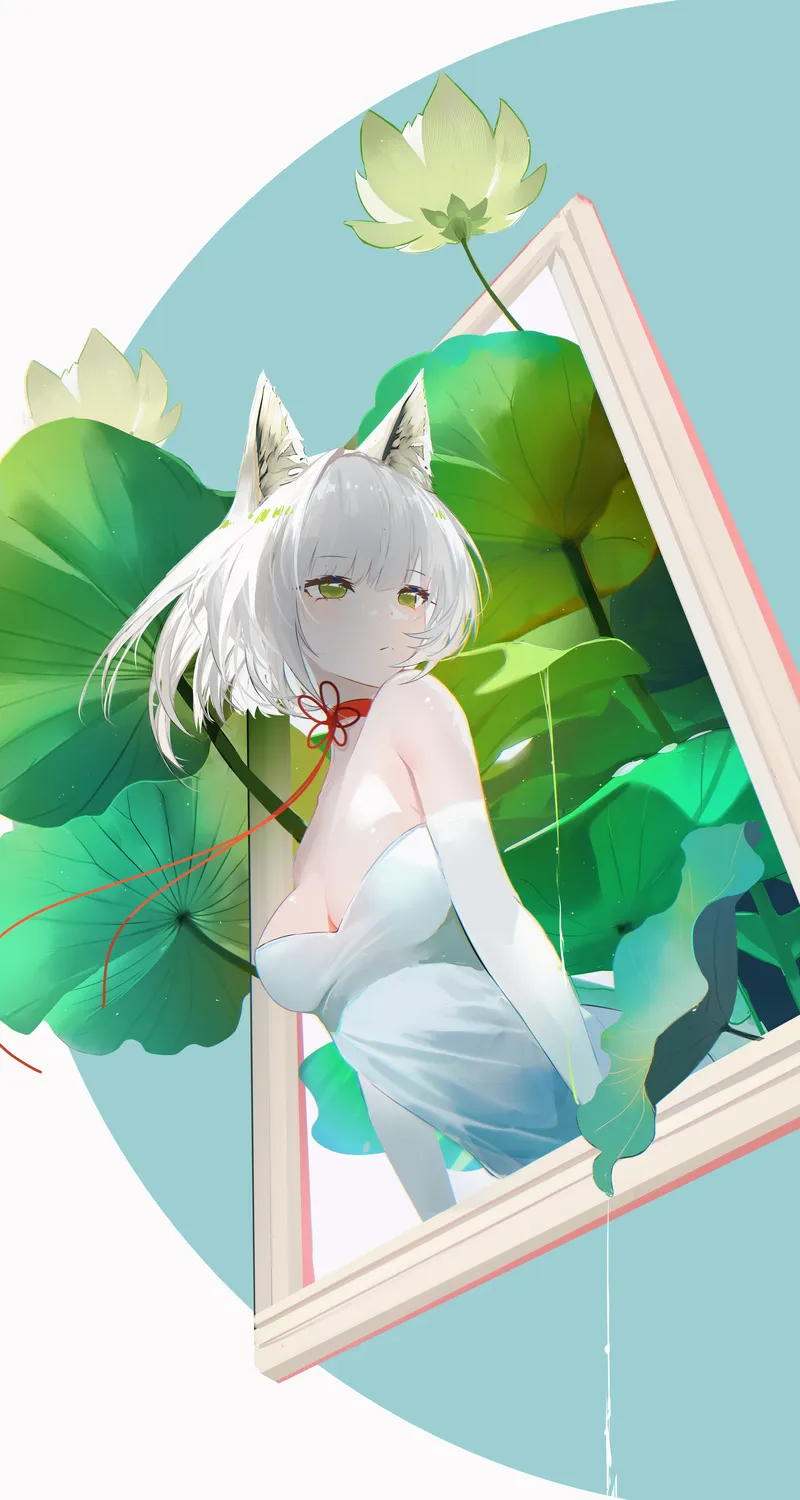超清猫咪女孩 白发 动漫 女孩 猫耳 鲜花 卡西特 神枪手 手机 壁纸 4000×6300