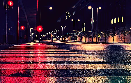 街道 城市 道路 景观 摄影 夜晚 灯光 沥青 路 4K高清壁纸 3840×2160