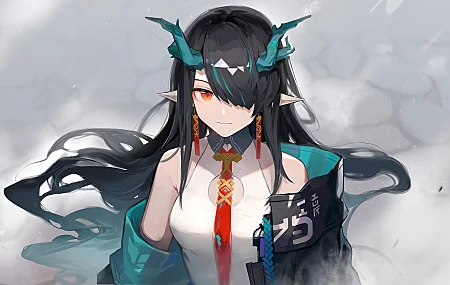 花娘 黑图 武士 动漫 女孩 游戏 艺术作品 黄昏 龙女 壁纸 9525×5619