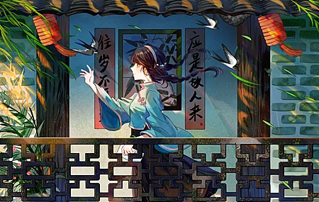 经典动漫 女孩 民国服装 校服 国风 汉服 壁纸 4724×2687