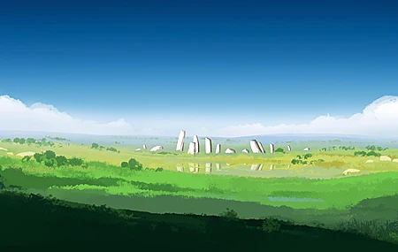 优雅 AI艺术 图片 插图 环境 风景 田野 云 绿色 宽屏 天空 草地 4K高清壁纸 5640×2400