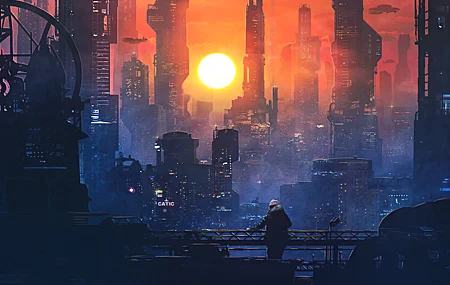 AI艺术 插图 景观 城市 未来主义 摩天大楼 建筑 阳光 无水印壁纸 5120×2880