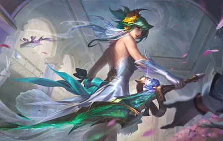 热门游戏CG 人物 AI艺术 英雄联盟 野裂缝 水晶玫瑰 女孩 武器 高清壁纸 7680×4320