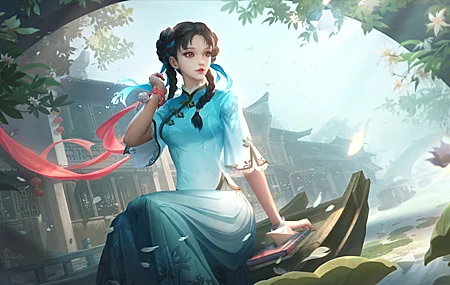 绝美动漫 女孩 插图 旗袍 桌面壁纸 5120×2604