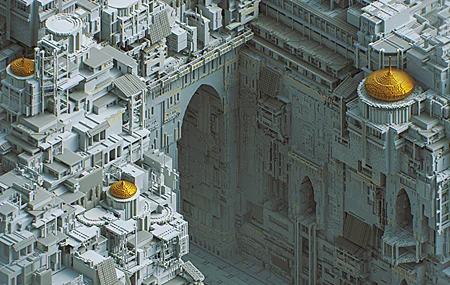 AI艺术 城市 幻想 插图 等距 建筑 壁纸 3840×2160