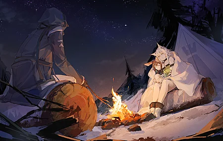 魔域边缘 动漫 女孩 明日方舟 夜晚 露营 壁纸 3947×2485