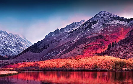 风景 山脉 湖 植物 环境 红色 自然 4K高清壁纸 3840×2400