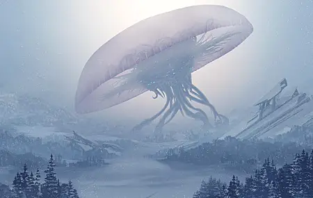 热门冬季 森林 雪 外星人 入侵 AI艺术 高清壁纸 6000×3000