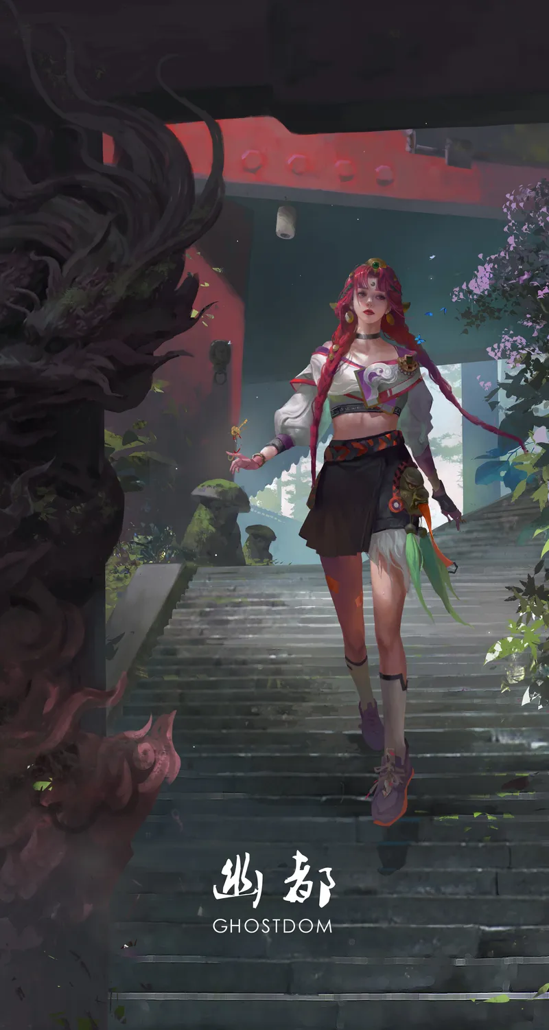 女性 幻想艺术 楼梯 手机 壁纸 3840×5756