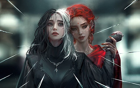 热门梦幻女孩 红发 梦幻艺术 异瞳 双色调头发 高清壁纸 4000×2400