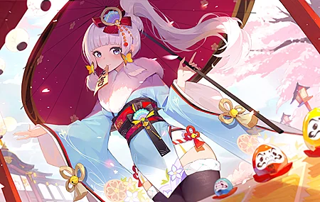 白发 蓝眼睛 动漫 女孩 原神 龟里亚卡 雨伞 桌面壁纸 3840×2160