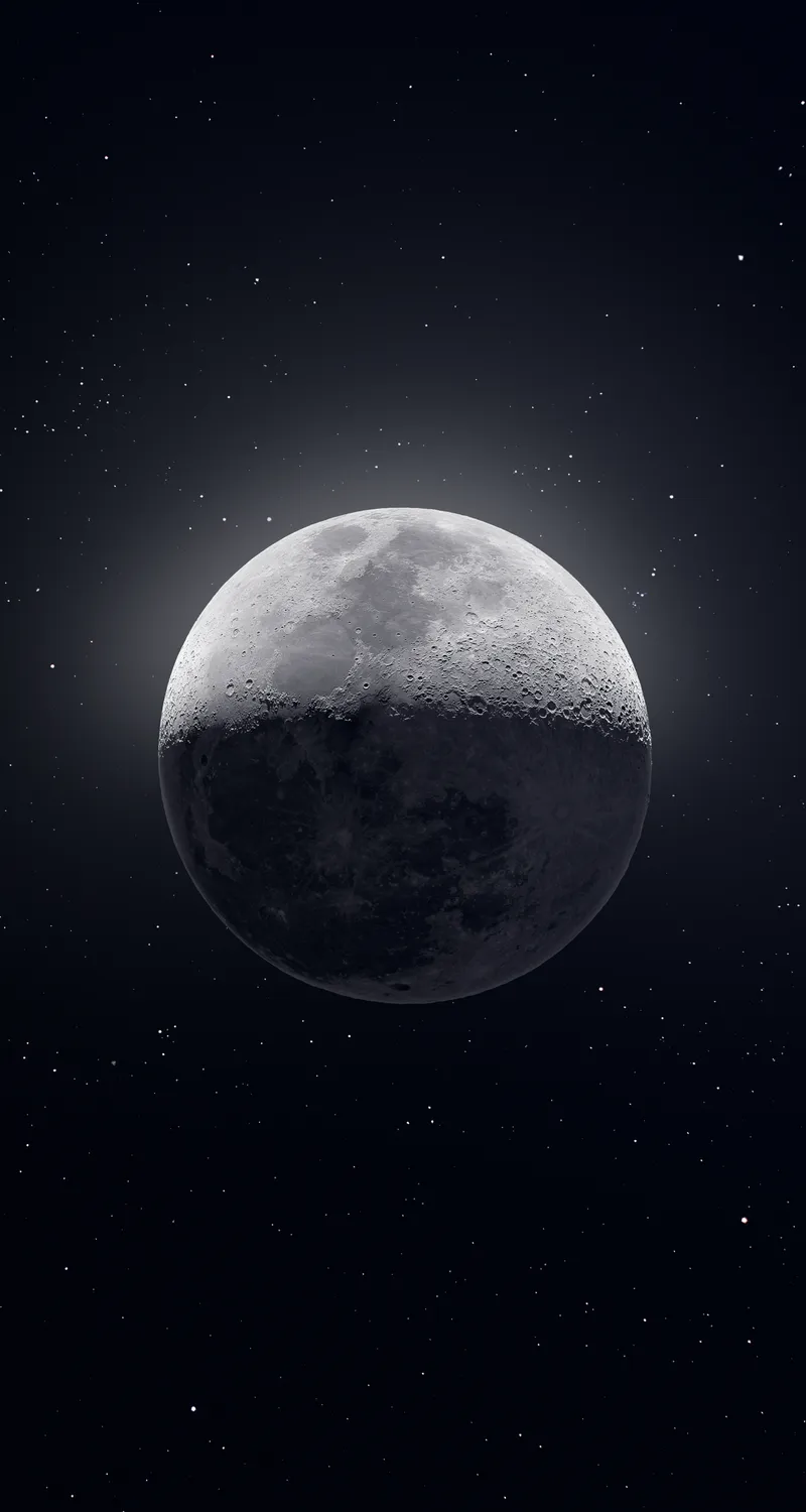 超清月亮 太空 太空艺术 新月 星星 手机 壁纸 5000×5000