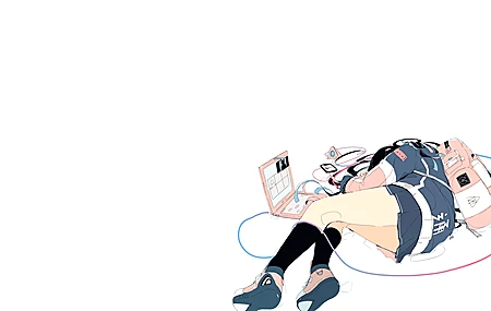 经典原创 人物 大熊猫 动漫 女孩 校服 白色背景 笔记本电脑 无水印壁纸 3840×2160