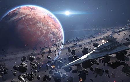 星球大战 前线 歼星舰 电子 游戏 飞船 行星 行星环 帝国军 桌面壁纸 7680×3240