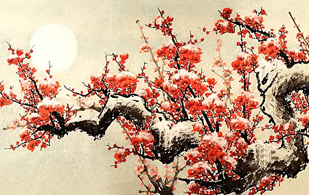 插图 樱花 树木 AI艺术 简单背景 壁纸 3840×2160