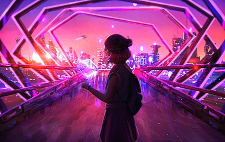 精选女性 玛丽 数字绘画 科幻小说 城市景观 艺术状态 AI艺术 壁纸 5120×2880