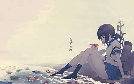 腿 动漫 动漫女孩 校服 水 袜子 纸船 迷你裙 看台收藏 藤木 4K高清壁纸 3840×2160