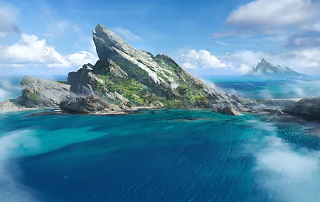 热门罗杰·范德斯蒂格 AI艺术 插图 自然 山脉 风景 海洋 岛屿 岩石 云 水 高清壁纸 3840×2880