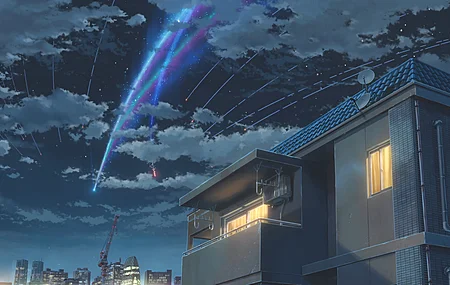 新海诚 小野娜娃 动漫 新宿 建筑 城市 管道 天线 卫星天线 夜晚 人造灯光 窗帘 彗星 云彩 房屋 东京 起重机 机器 壁纸 3840×2160